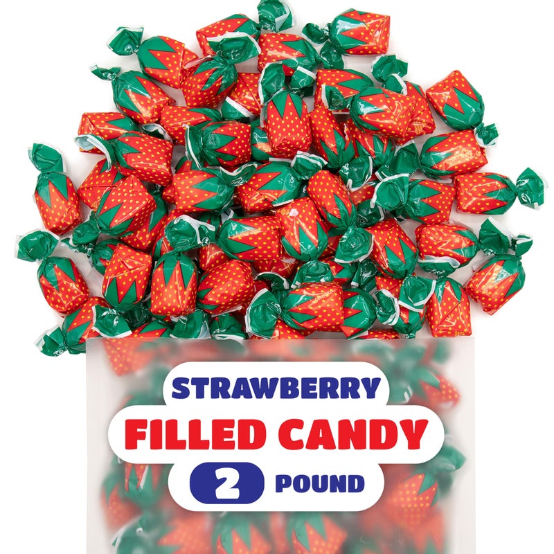 CRAZYOUTLET Arcor Strawberry Bon Bons - 2 Pound Bulk Pack - Filled Hard Candy Individually Wrapped - Soft Center Retro Candy - Classic Old School Candy for Office and Events - Image 3